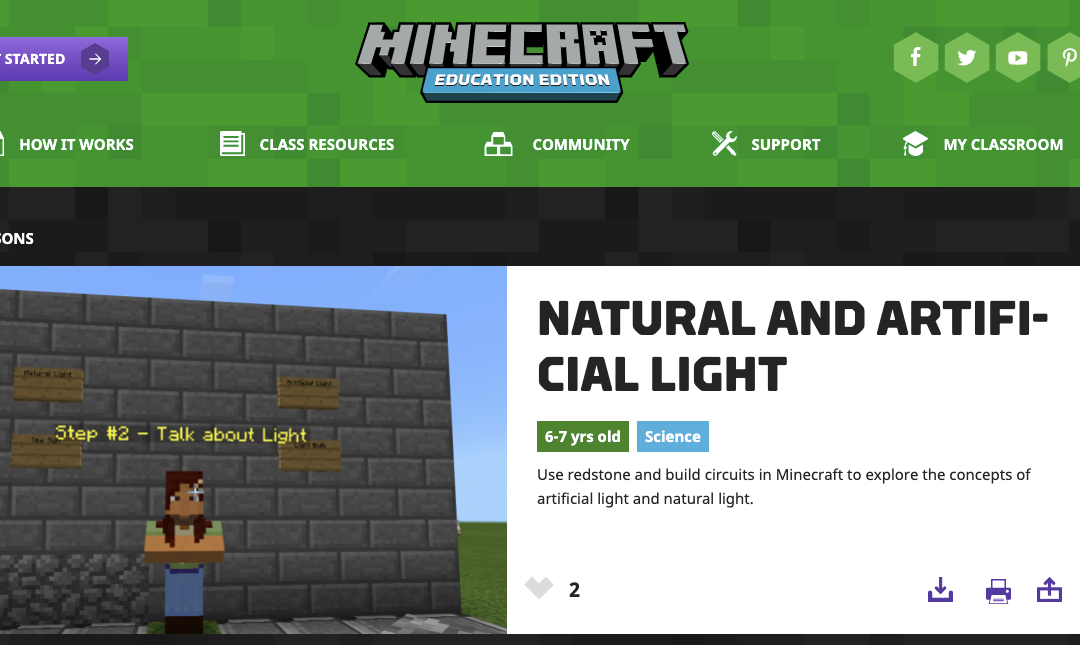 natural and artificial light   minecraft  education edition