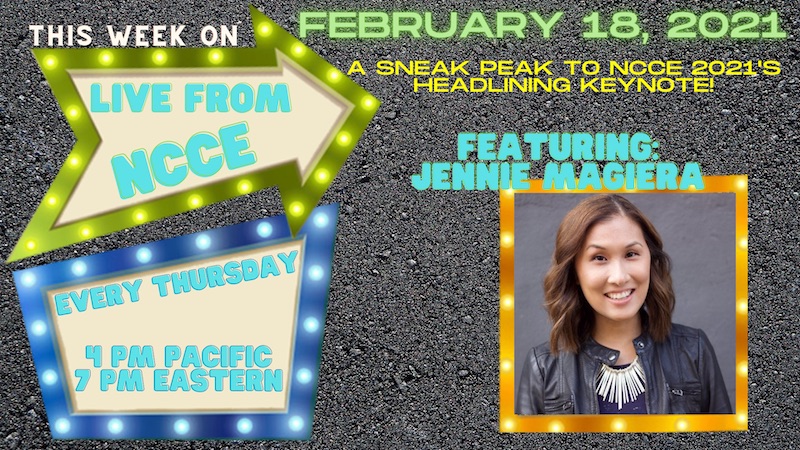 This Thursday! Live from NCCE: A Sneak Peak to NCCE 2021’s Headlining Keynote Jennie Magiera @MsMagiera