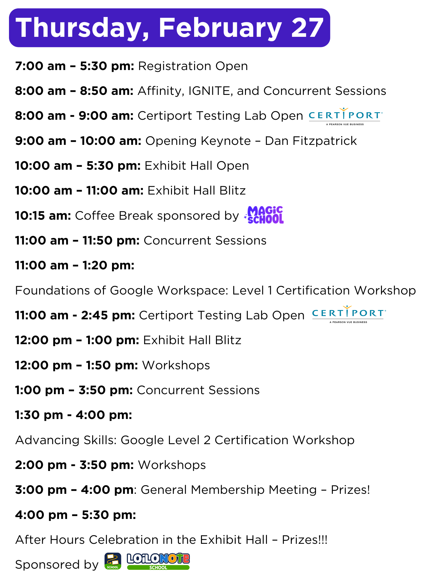 NCCE 25 Schedule at a Glance Thursday