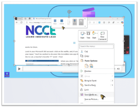 Powerpoint Include Live Screen Capture Capture Screencast Videos with Microsoft 365 (Win 11) - NCCE